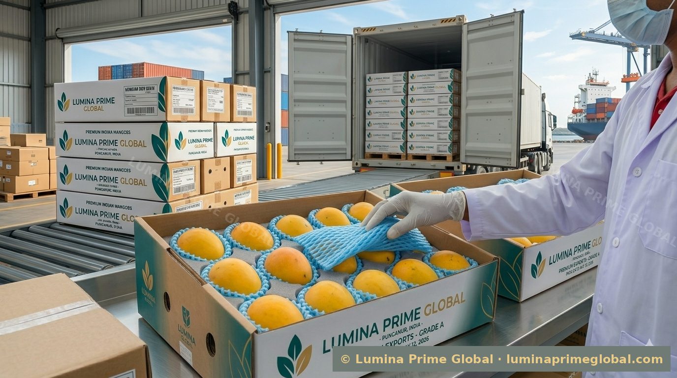 Lumina Prime Global export-grade mangoes packed for the 2026 season