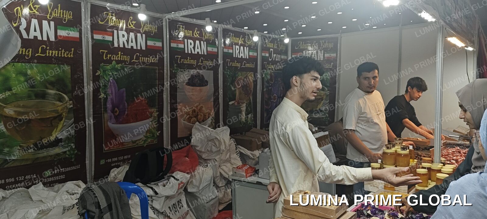 Visiting the Iran Trading Limited pavilion — saffron, honey, tea and dried fruit exporters