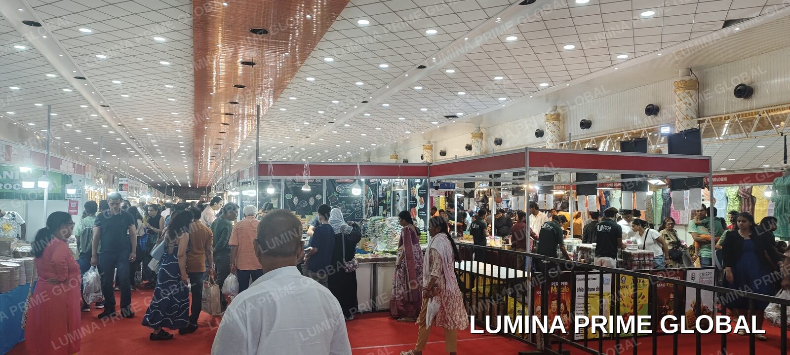 Walking the exhibition hall at the India International Mega Trade Fair